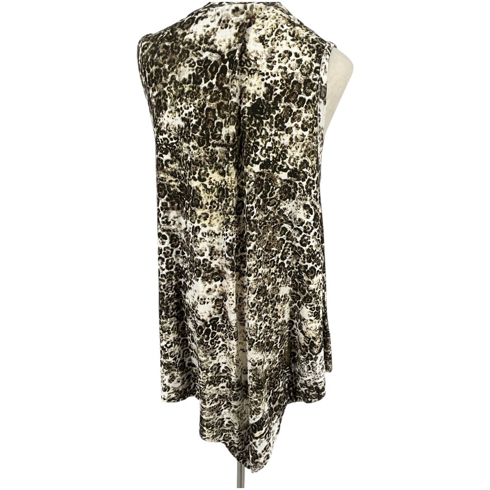 ALBERTO MAKALI Sleeveless V Neck Asymmetrical‎ Embellished Leopard Tunic Top XL - Picture 6 of 11